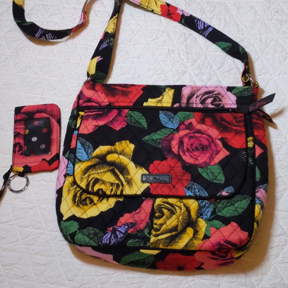 EUC Vera Bradley Crossbody Bag Red Pink Black